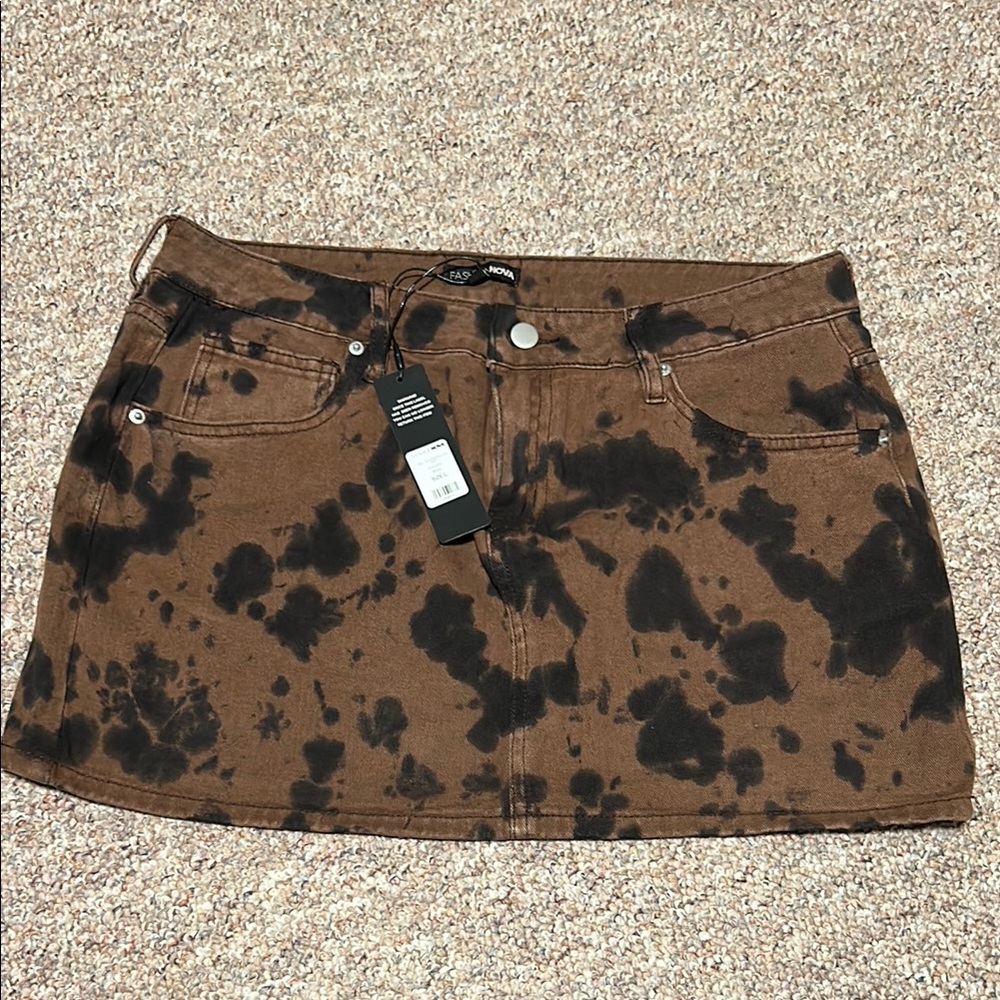 Fashion Nova Brown and Black Mini Skirt Casual
